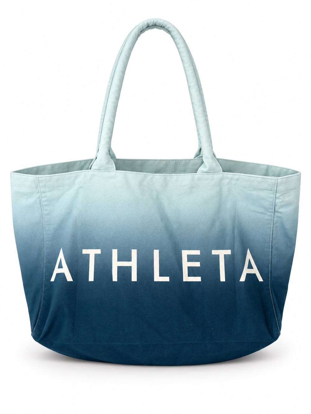 Athleta Blue Ombre Canvas Logo Tote Bag Large Gym Beach Travel
